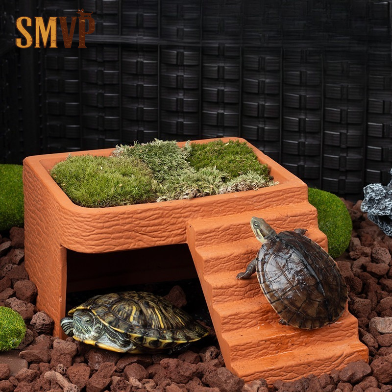 Hide Cave Ceramic - Aquarium Schildpad Zonnebadplatform Natuurlijke Terracotta Reptiel
