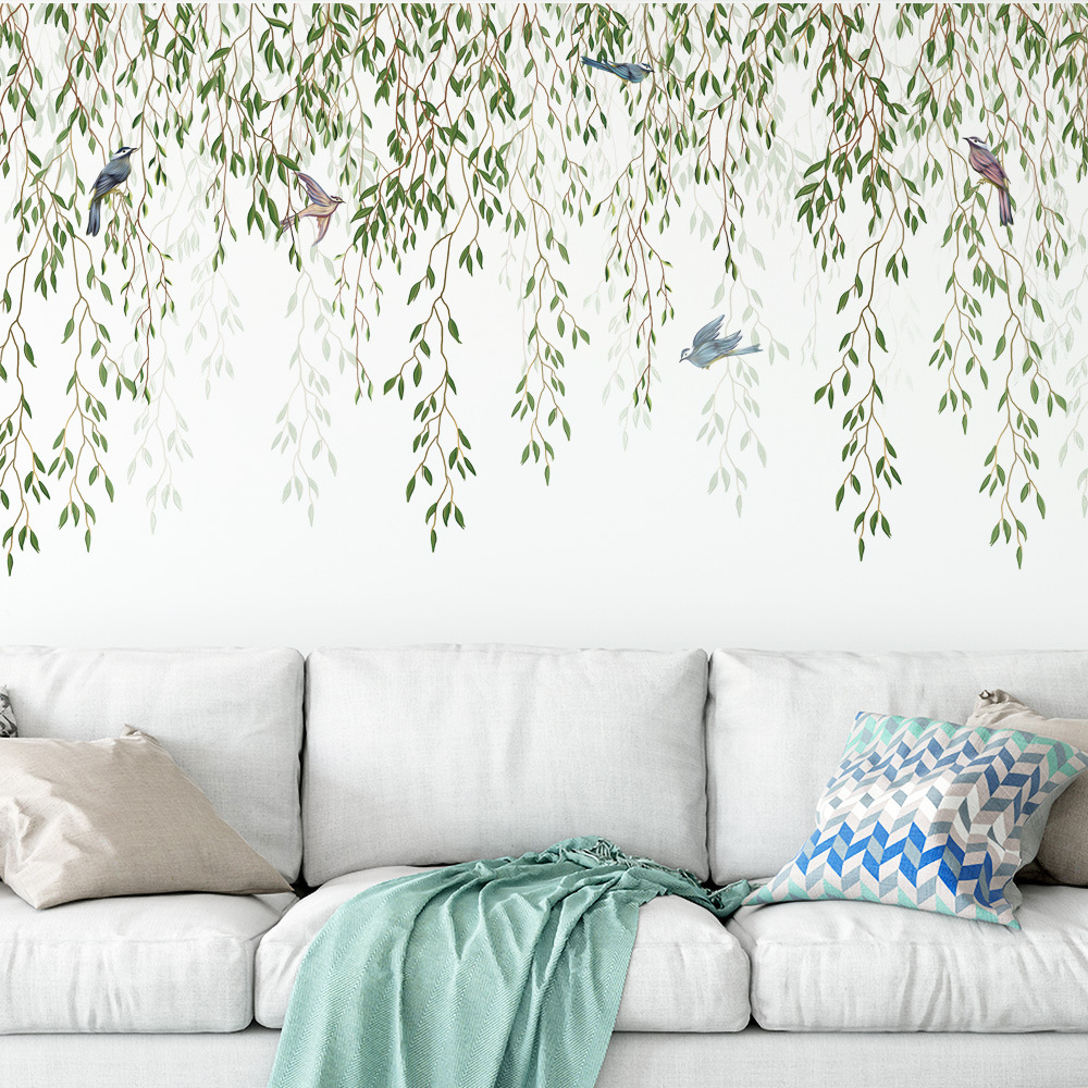 M169 Groen Blad Vogel Plant Mu - Pvc Panel Background recensie en prijs